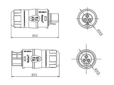 BC01 Circular Connectors (Three-Pin)