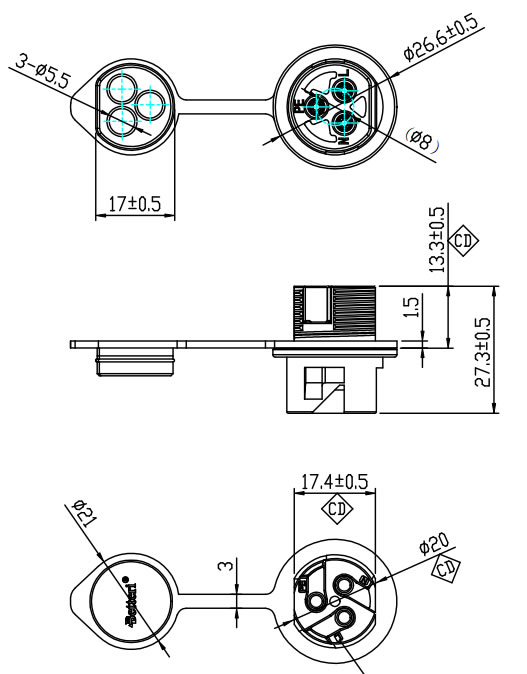 BC01B Three-pin Solar Connector